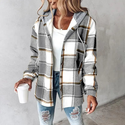 Women's Plaid Fleece Lined Hoodie