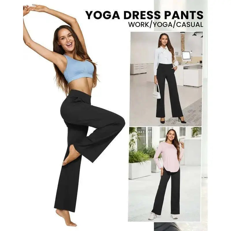 💚 Women’s High-Waist Wide Leg Pants with Pockets