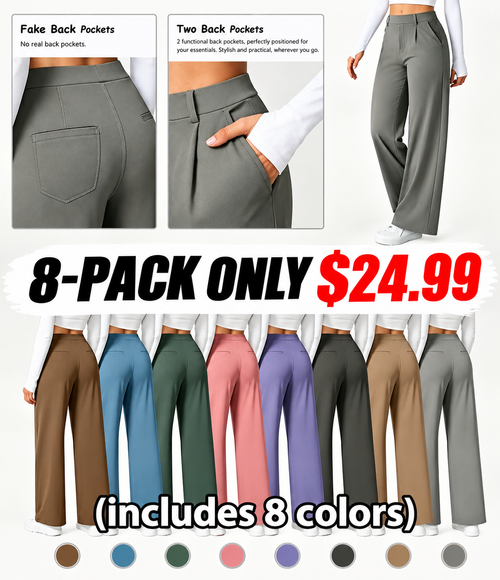 High Waisted Side Pocket Straight Leg Work Pants
