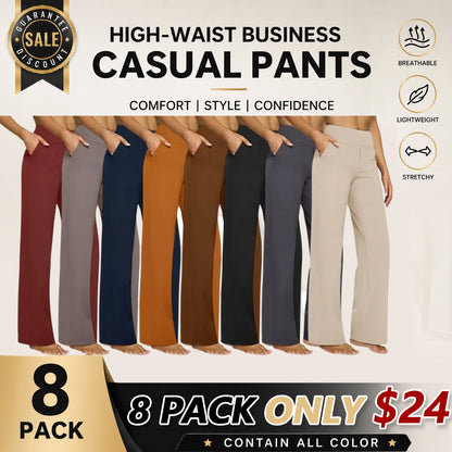💚 Women’s High-Waist Wide Leg Pants with Pockets