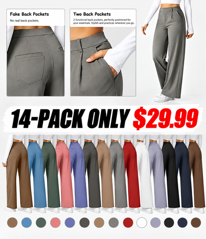 High Waisted Side Pocket Straight Leg Work Pants