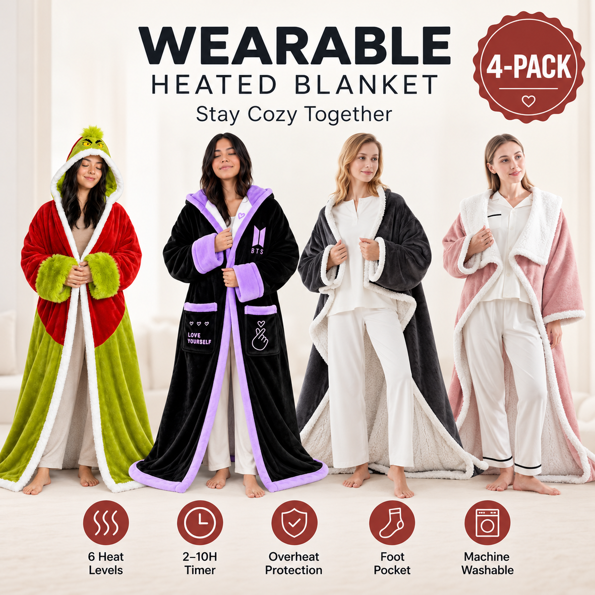 🔥 Heated Sherpa Wrap with Foot Pocket🔥Overheat Protection & Auto Shut-Off