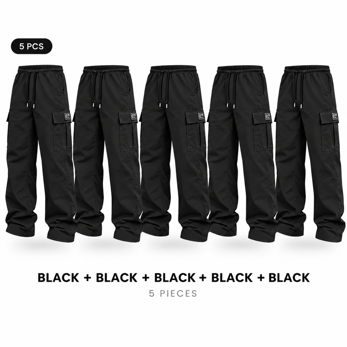 Men's cargo pants, solid-color casual loose-fit cargo trousers.