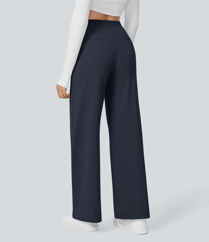 High Waisted Side Pocket Straight Leg Work Pants
