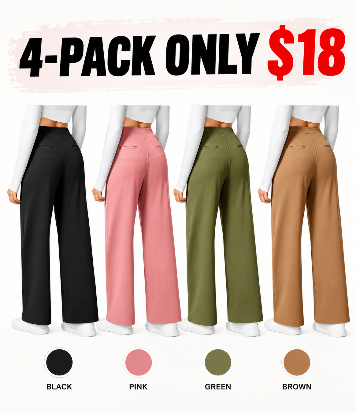 High Waisted Side Pocket Straight Leg Work Pants