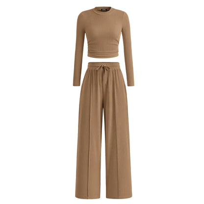 🔥Last Day 89% OFF🔥Women's Winter 2-Piece Set – Warm Top & Wide-Leg Pants