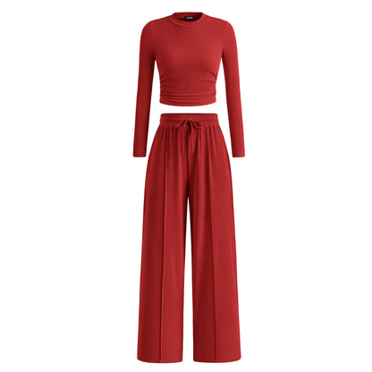 🔥Last Day 89% OFF🔥Women's Winter 2-Piece Set – Warm Top & Wide-Leg Pants