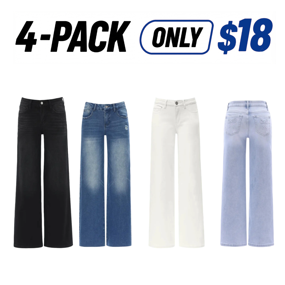 Mid-to-low waist loose--fitting jeans, BBL, spring fashion everyday outfit.
