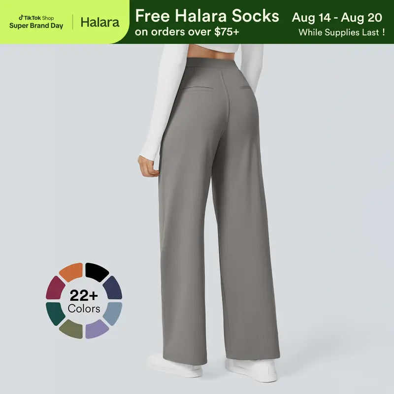 👖 Women’s High-Waisted Straight-Leg Work Pants – Stretchy Dress Trousers with Side Pockets ✨