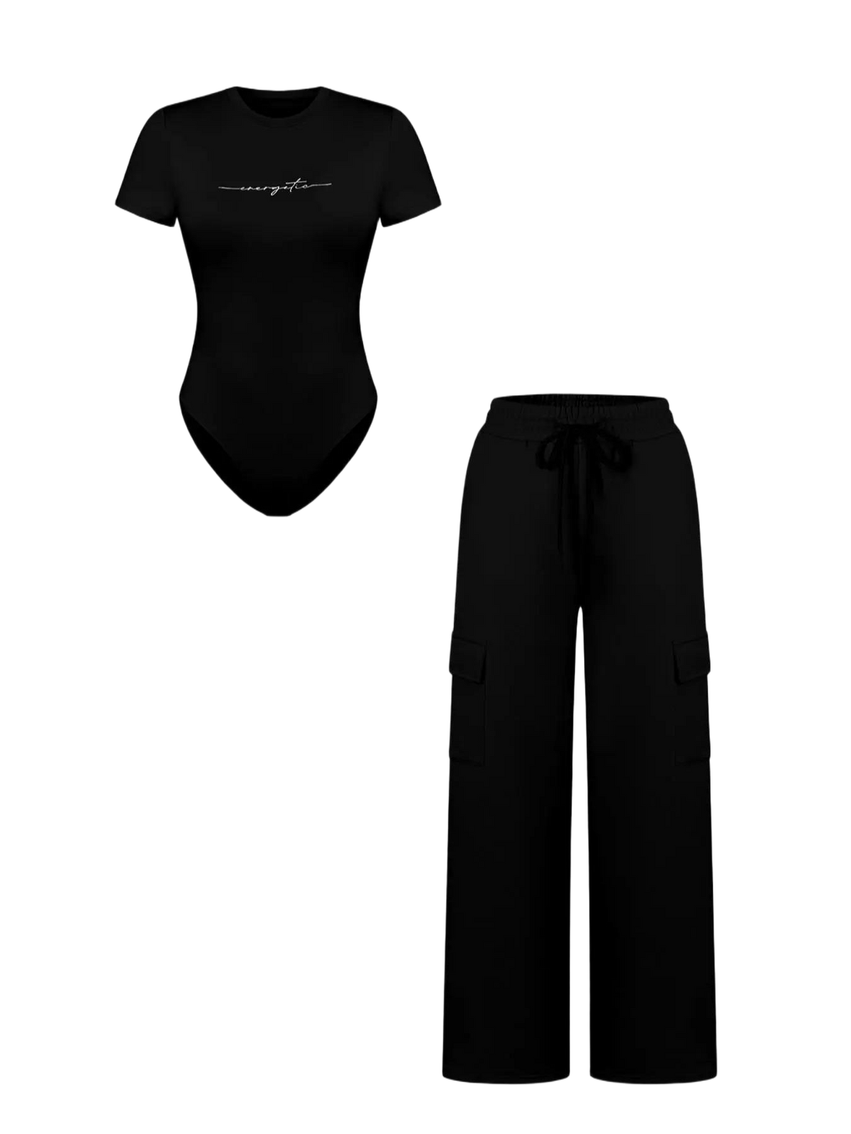 Women's Matching Lounge Set – Soft Tee & Wide Leg Pants