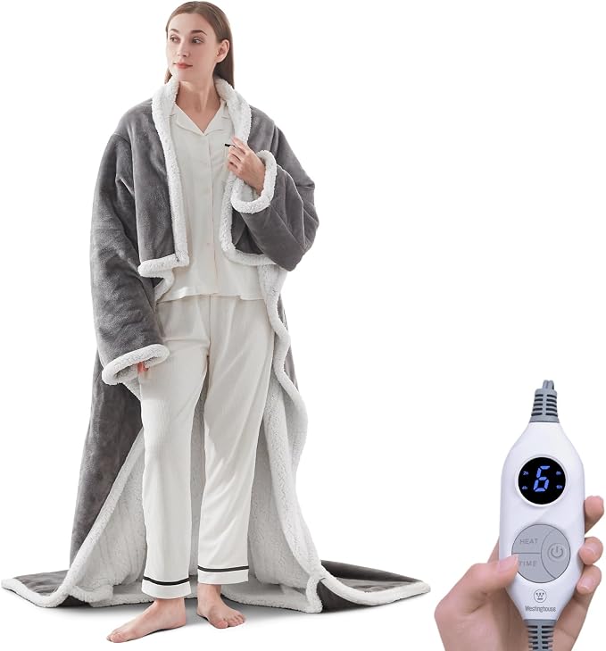 🔥 Heated Sherpa Wrap with Foot Pocket🔥Overheat Protection & Auto Shut-Off
