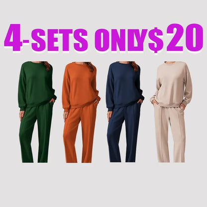 🔥2-Piece Sweatshirt & Pants Set – Comfy Travel or Home Outfit