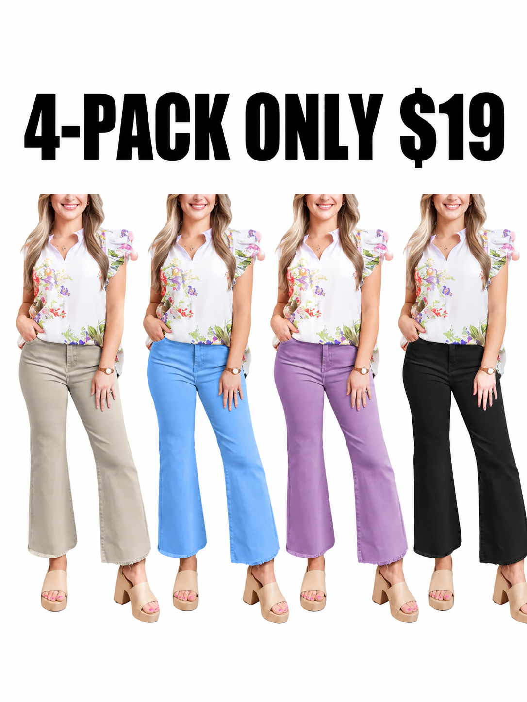 ⚡FINAL SALE 🔥Women'S High-Waisted Cropped Flared Pants