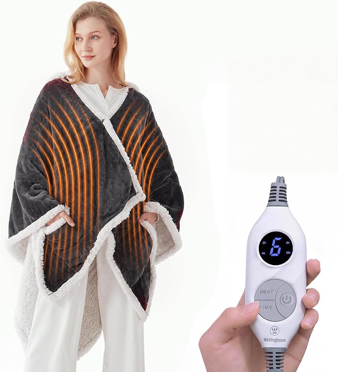 🔥 Heated Sherpa Wrap with Foot Pocket🔥Overheat Protection & Auto Shut-Off