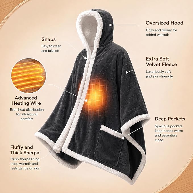 🔥 Heated Sherpa Wrap with Foot Pocket🔥Overheat Protection & Auto Shut-Off