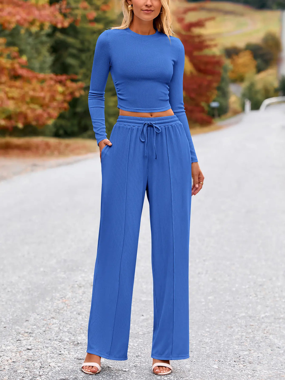 🔥Last Day 89% OFF🔥Women's Winter 2-Piece Set – Warm Top & Wide-Leg Pants