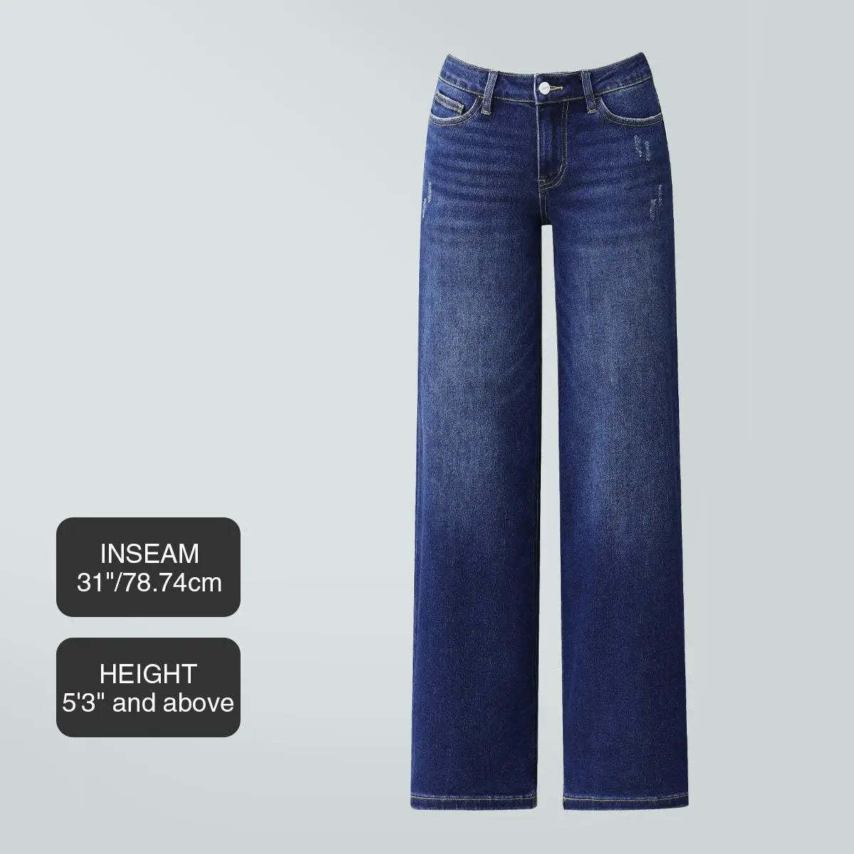Mid-to-low waist loose--fitting jeans, BBL, spring fashion everyday outfit.