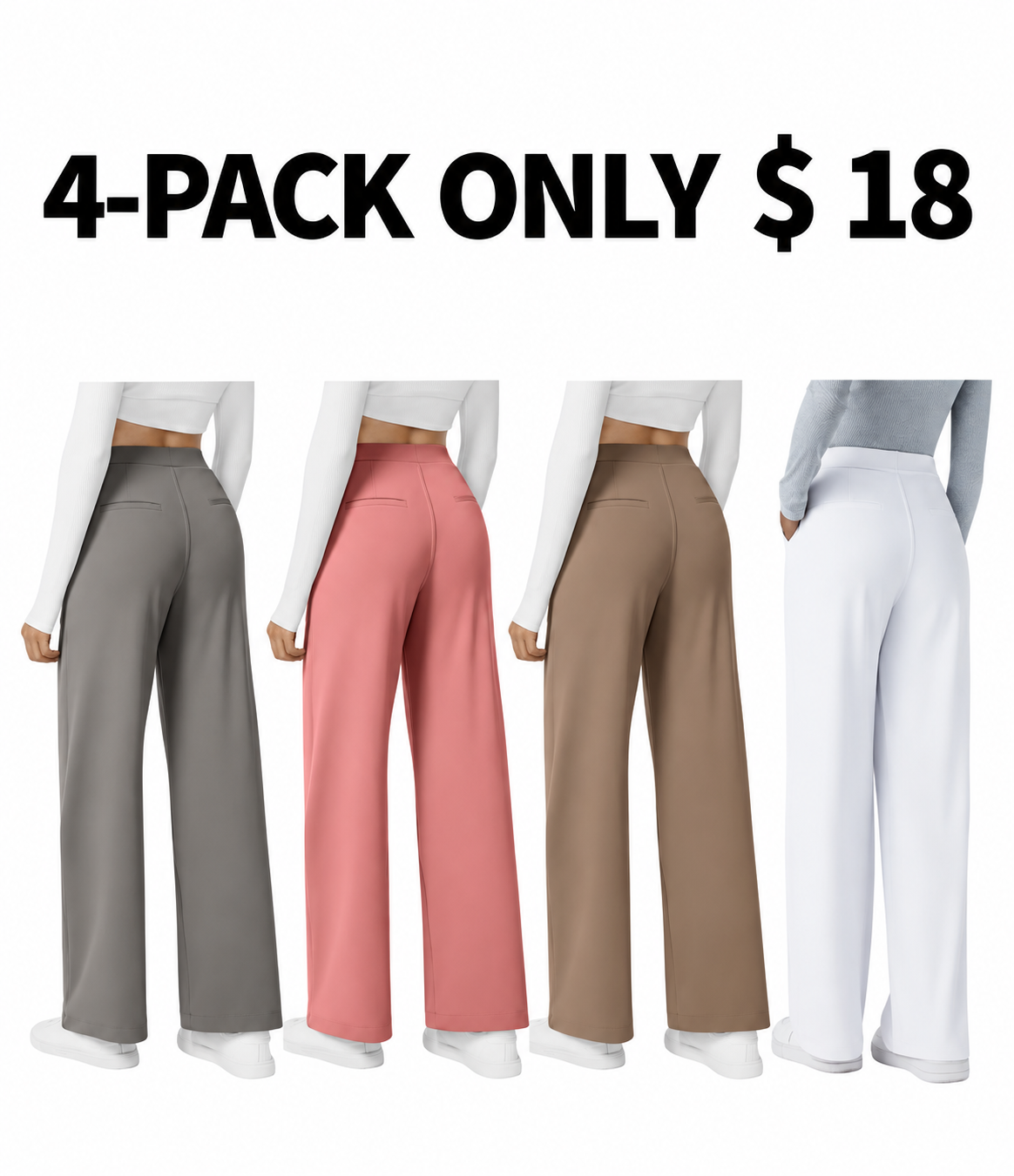 High Waisted Side Pocket Straight Leg Work Pants