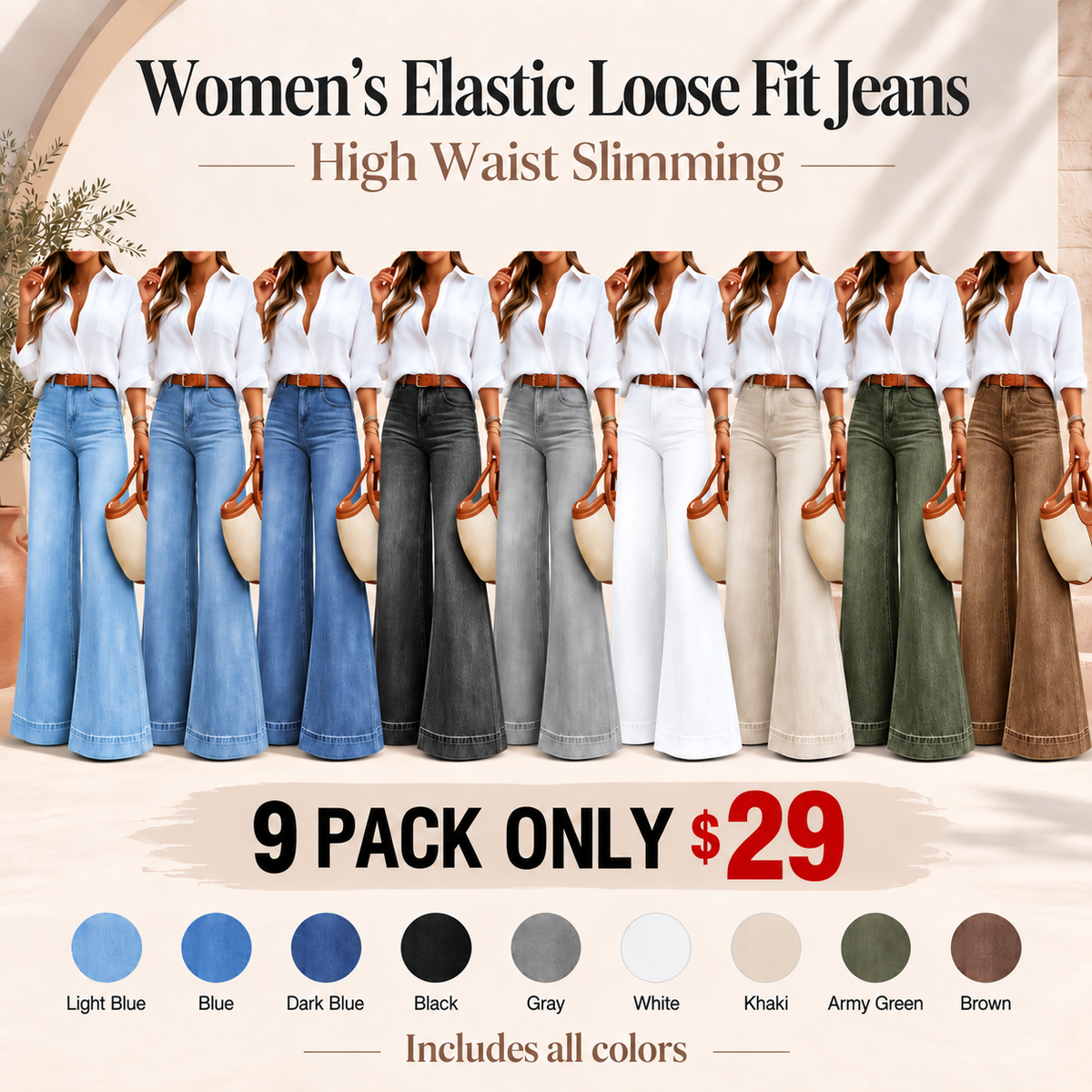 👍🔥Limited-Time Promotion-Loose Fit Baggy Oversized Straight Leg Denim Jeans with Pockets
