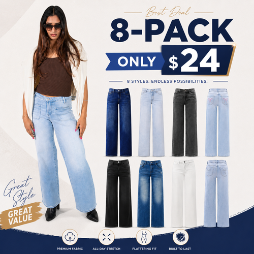 Mid-to-low waist loose--fitting jeans, BBL, spring fashion everyday outfit.