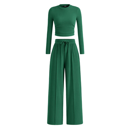 🔥Last Day 89% OFF🔥Women's Winter 2-Piece Set – Warm Top & Wide-Leg Pants