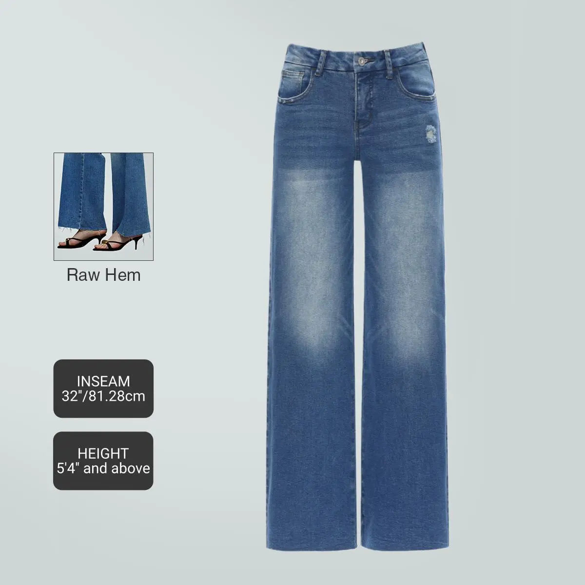 Mid-to-low waist loose--fitting jeans, BBL, spring fashion everyday outfit.