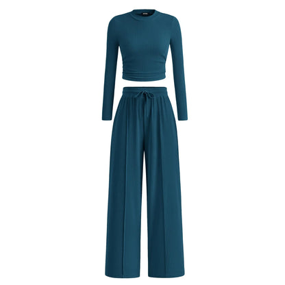 🔥Last Day 89% OFF🔥Women's Winter 2-Piece Set – Warm Top & Wide-Leg Pants