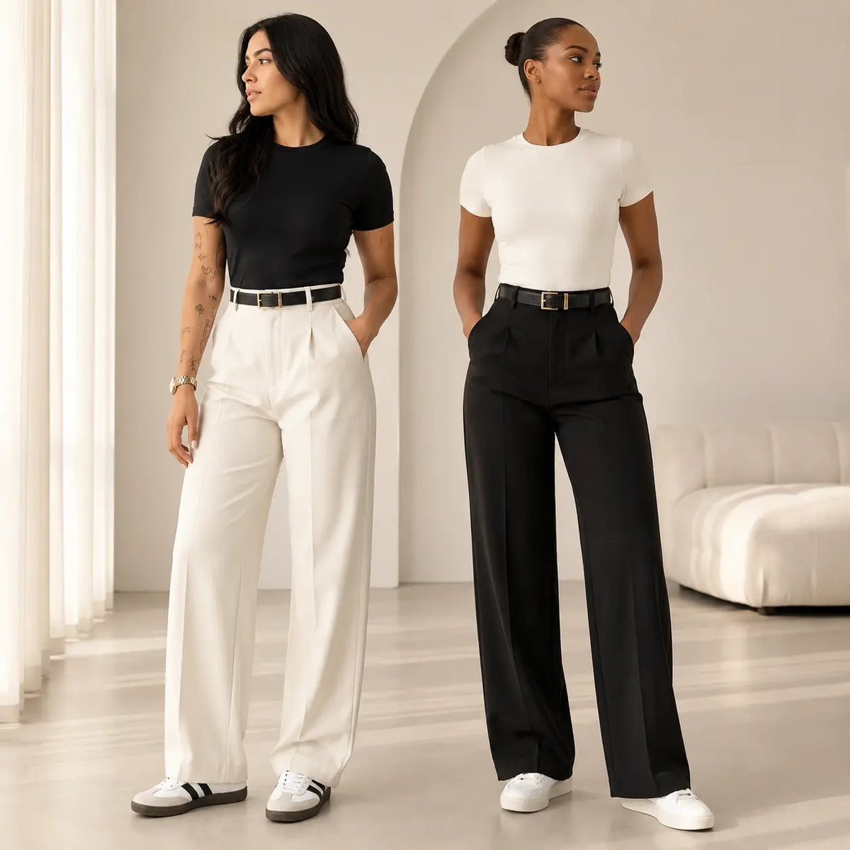 Women's High-Waisted Wide Leg Bottoms