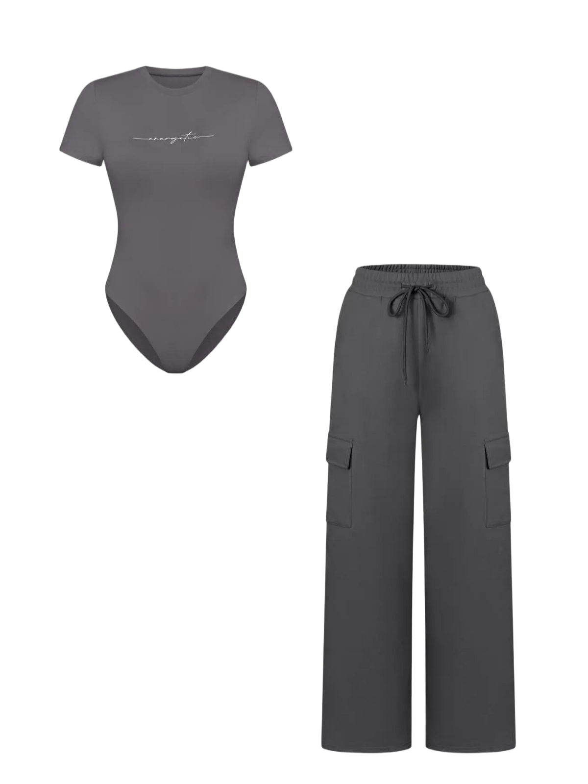 Women's Matching Lounge Set – Soft Tee & Wide Leg Pants
