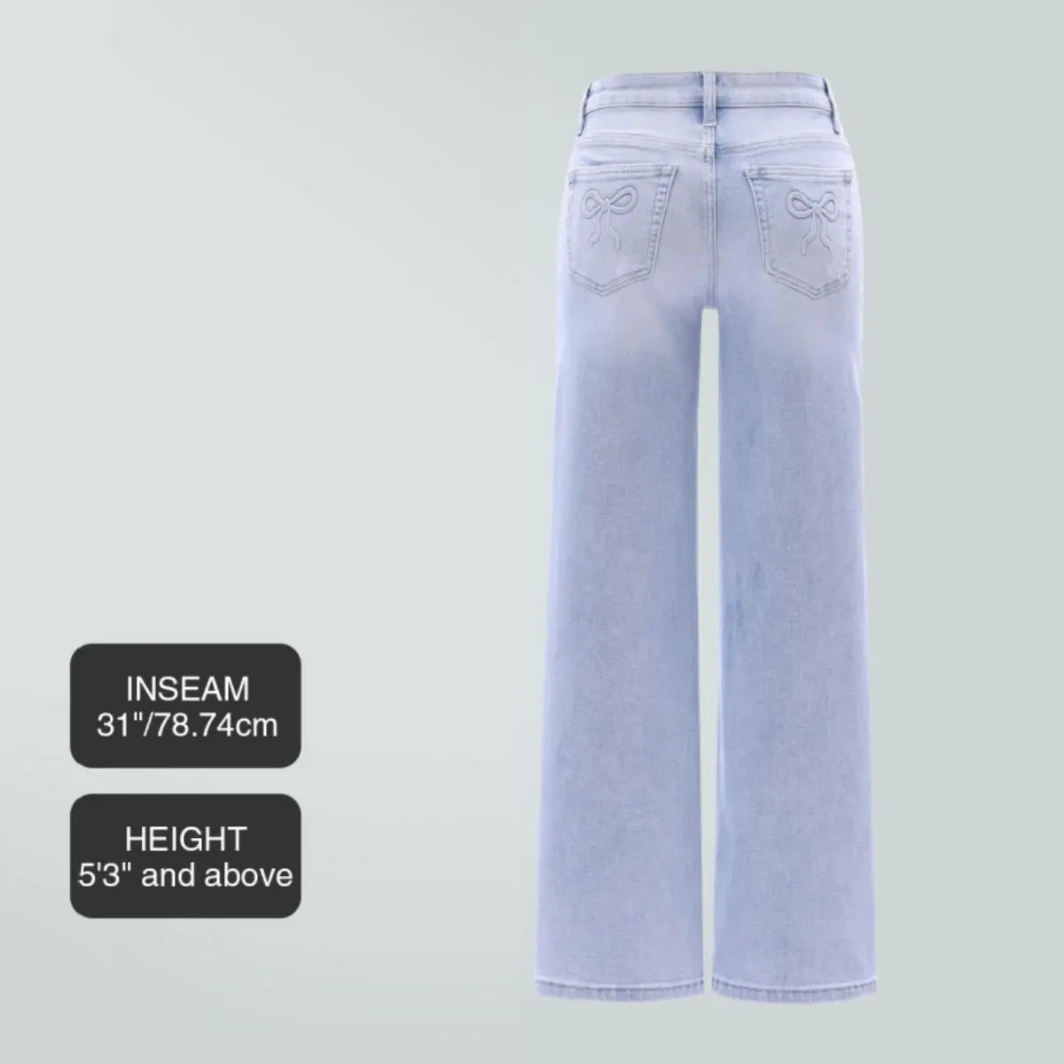 Mid-to-low waist loose--fitting jeans, BBL, spring fashion everyday outfit.