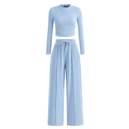 🔥Last Day 89% OFF🔥Women's Winter 2-Piece Set – Warm Top & Wide-Leg Pants