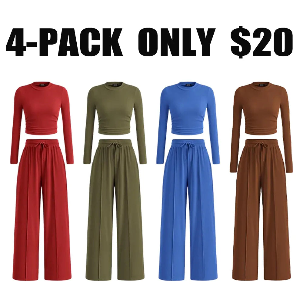 🔥Last Day 89% OFF🔥Women's Winter 2-Piece Set – Warm Top & Wide-Leg Pants