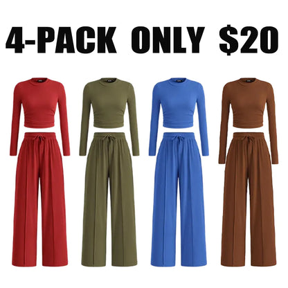 🔥Last Day 89% OFF🔥Women's Winter 2-Piece Set – Warm Top & Wide-Leg Pants