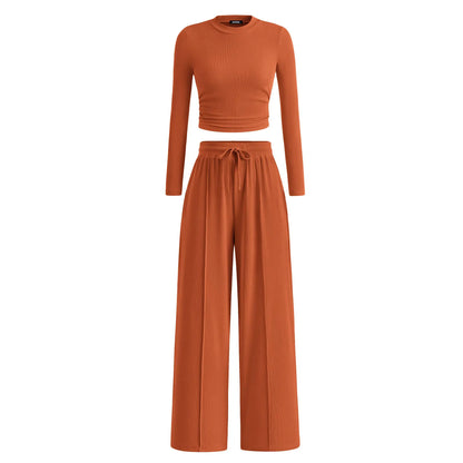 🔥Last Day 89% OFF🔥Women's Winter 2-Piece Set – Warm Top & Wide-Leg Pants