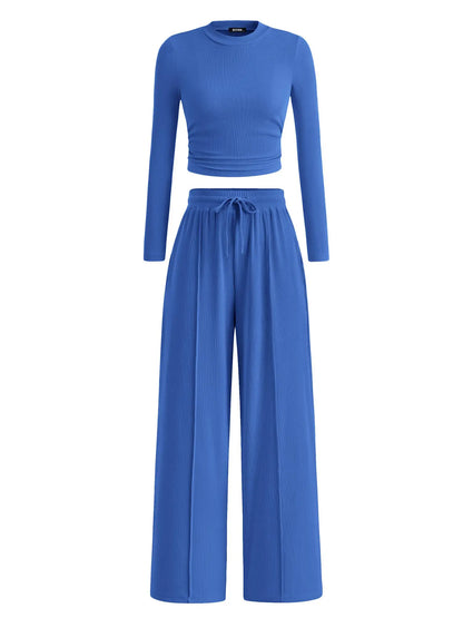 🔥Last Day 89% OFF🔥Women's Winter 2-Piece Set – Warm Top & Wide-Leg Pants