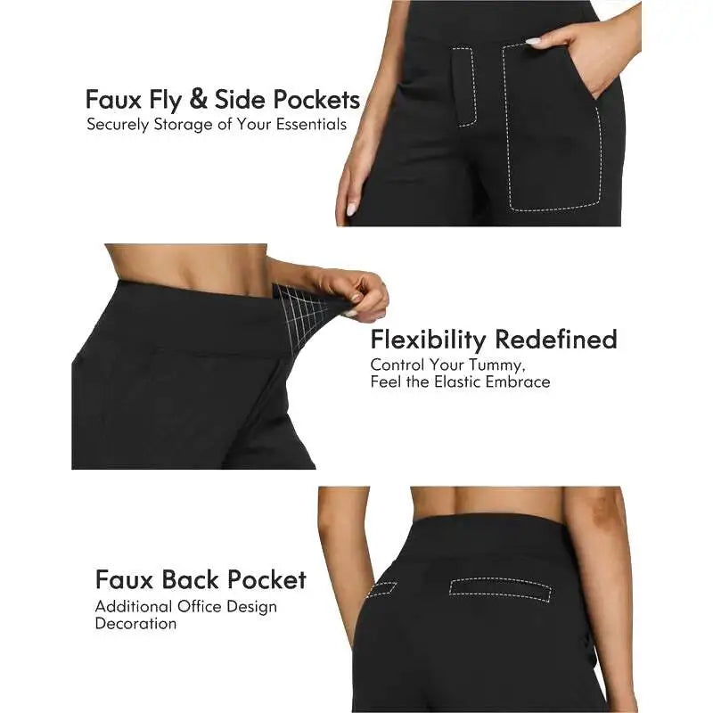 💚 Women’s High-Waist Wide Leg Pants with Pockets