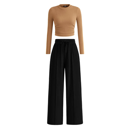 🔥Last Day 89% OFF🔥Women's Winter 2-Piece Set – Warm Top & Wide-Leg Pants