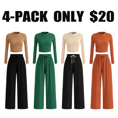 🔥Last Day 89% OFF🔥Women's Winter 2-Piece Set – Warm Top & Wide-Leg Pants