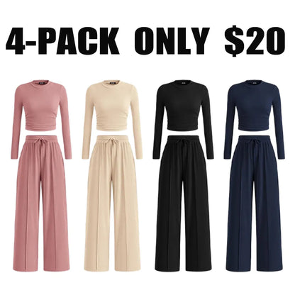 🔥Last Day 89% OFF🔥Women's Winter 2-Piece Set – Warm Top & Wide-Leg Pants