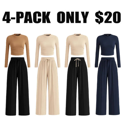 🔥Last Day 89% OFF🔥Women's Winter 2-Piece Set – Warm Top & Wide-Leg Pants