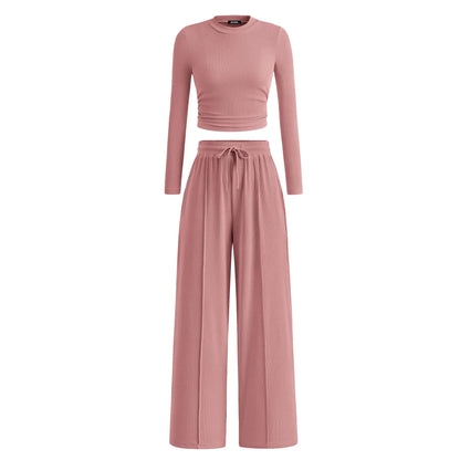 🔥Last Day 89% OFF🔥Women's Winter 2-Piece Set – Warm Top & Wide-Leg Pants