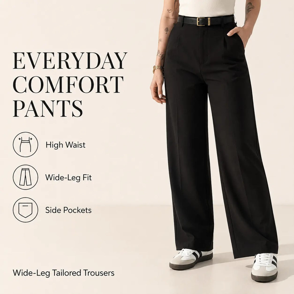 Women's High-Waisted Wide Leg Bottoms