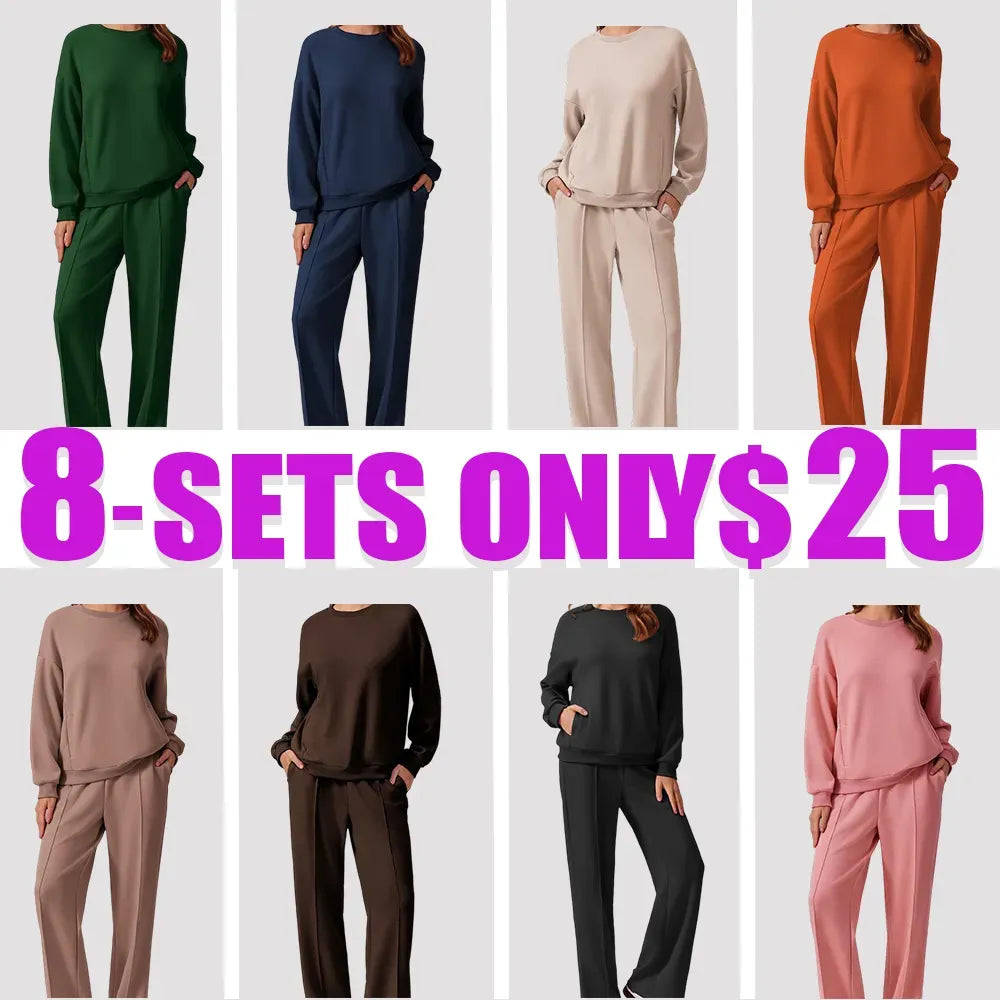 🔥2-Piece Sweatshirt & Pants Set – Comfy Travel or Home Outfit