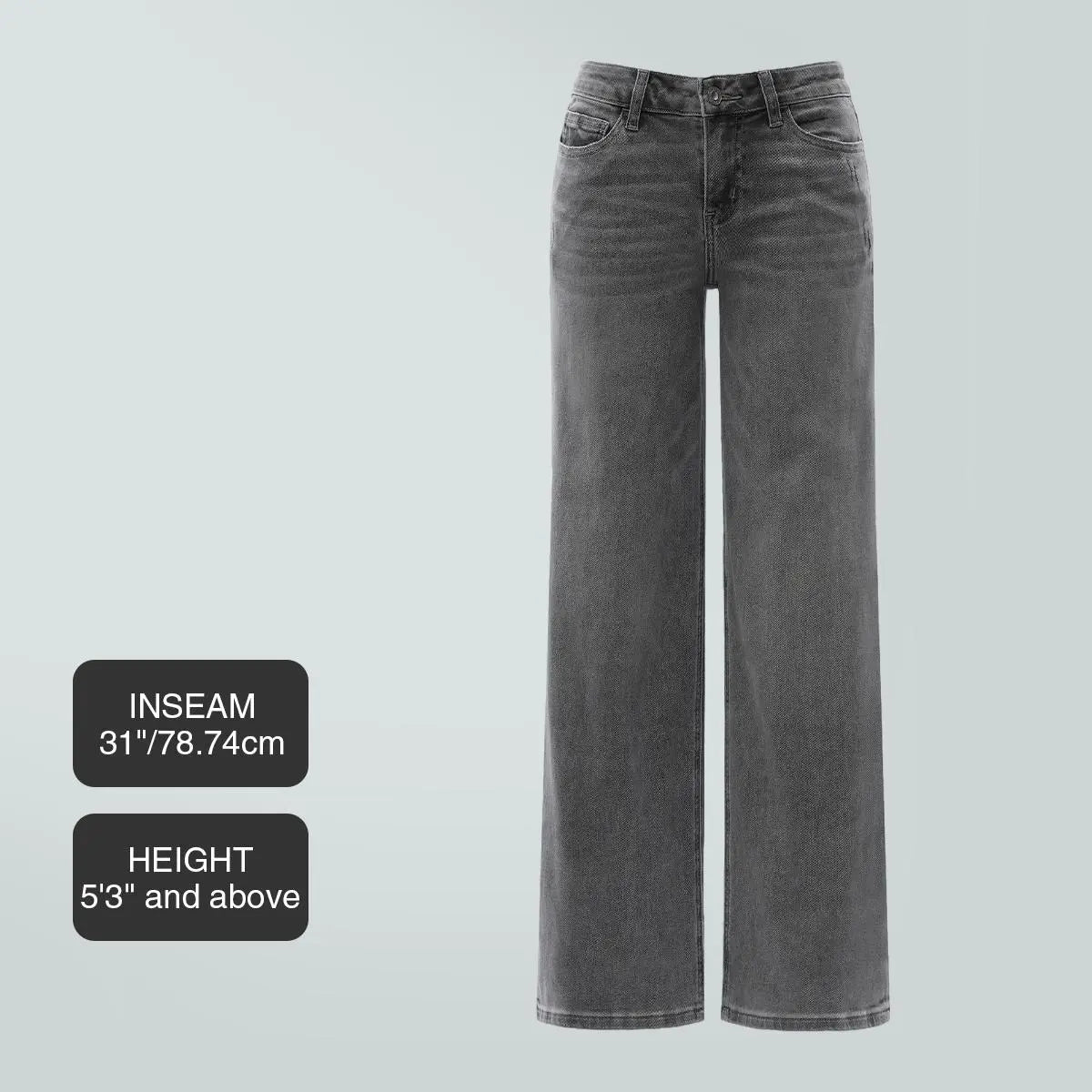 Mid-to-low waist loose--fitting jeans, BBL, spring fashion everyday outfit.